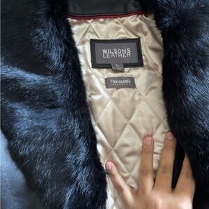 Wilsons Leather Black Jacket with Cream Lining